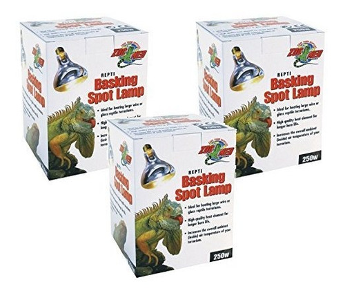 Zoo Med Reptile Basking Spot Lamps 250 Vatios (paquete De 3)