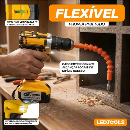 Parafusadeira Furadeira De Impacto A Bateria 36v Profissional