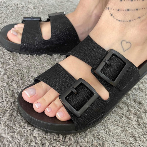Imagem 4 de 4 de Birken Rasteira Chinelo Flat Moleca Com Fivelas.