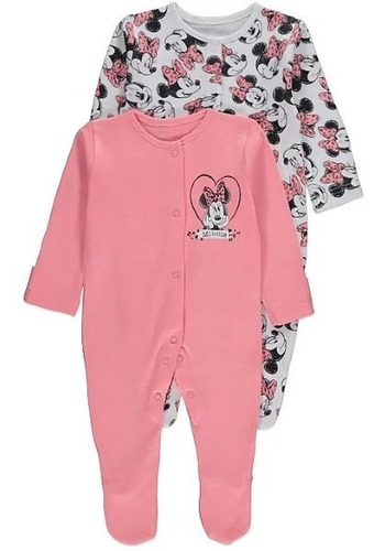 100% Algodón Set * 2 Pijamas Enterizas Minnie Para Bebe 1803