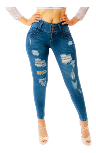 Jeans Rasgados Corte Colombiano Ultra Skinny Ref6389-01