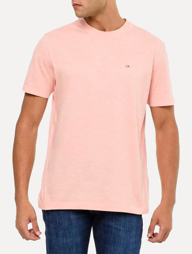 Camiseta Calvin Klein Masculina Meia Malha Basica Ck Rosé
