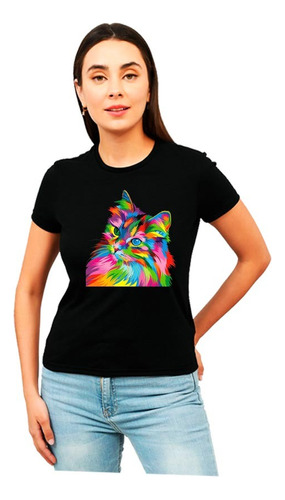 Playera Gato Mujer Animales Diseño 1378 Playeras Beloma