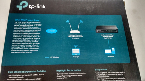 Switch Desktop Tp Link 16 Porta Tl Sf 1016d 10/100 Mbps V6.0