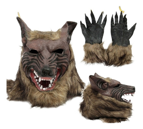 Gift Máscara De Halloween Guantes De Lobo Guantes De Cabeza