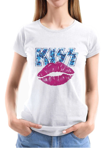 Polera Mujer Colores Kiss Beso 601 Música Rock Dtf