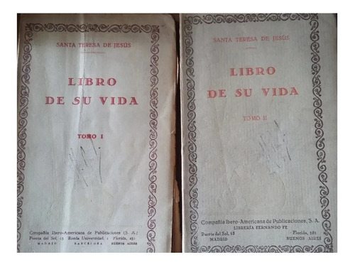 El Libro De Su Vida, Santa Teresa De Jesus, Vol 1 Y 2