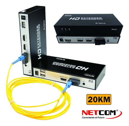 Extender Hdmi Fibra Optica Kvm Hasta 20k Netcom 1080 Usb