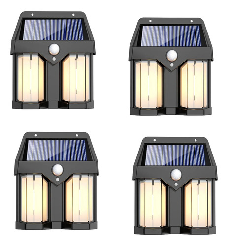 4 Farol Lámpara Led Carga Solar Sensor Movimiento Ahorro Luz