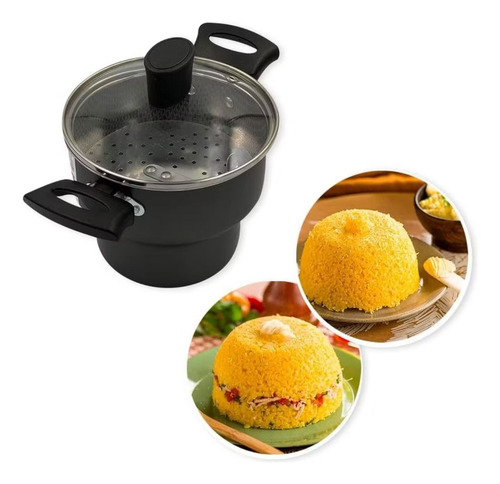 Cuscuzeiro Alegrete Grande 18cm Teflon Antiaderente Tp Vidro