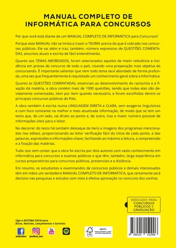 Manual Completo De Informática Para Concursos - 4ª Ed - 2021, De Satin, Helder. Editorial Editora Foco Jurídico Ltda, Capa Mole Em Português, 2021
