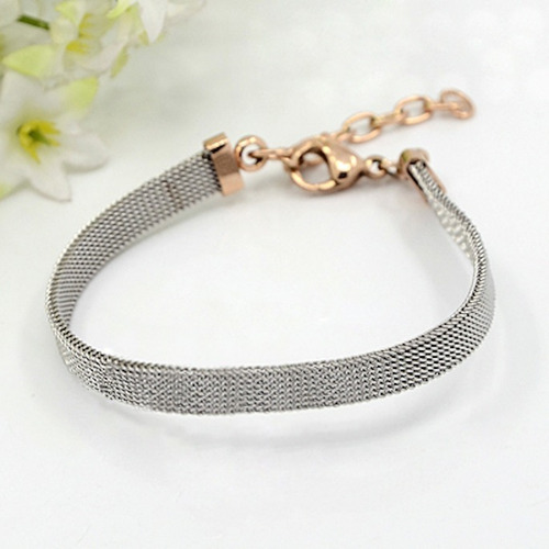 Pulseras Brazalete Malla Acero Inoxidable 304 Rose Gold
