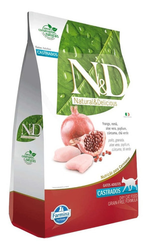 Alimento N&d Gato Adulto Castrado Pollo Y Granada Nd 7.5 Kg