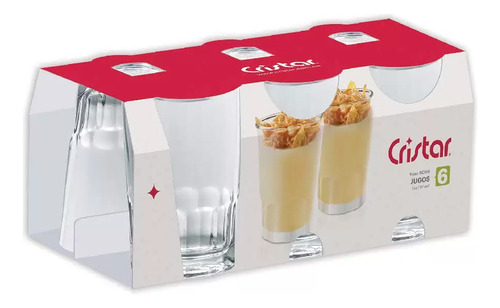 Vaso Cristar Nova Jugos Canastilla X 6 Unidades