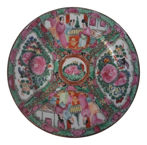 Plato Porcelana China Sellado Qianlong 18 Cm De Diámetro