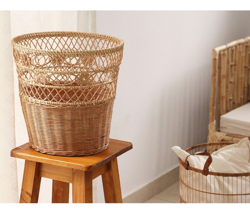 Canasto Artesanal Trenzado Calado Rattan Tejido Grass Home
