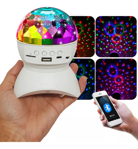 Globo Led Luz De Festa Rgb Colorida Som Bluetooth E Usb Mp3