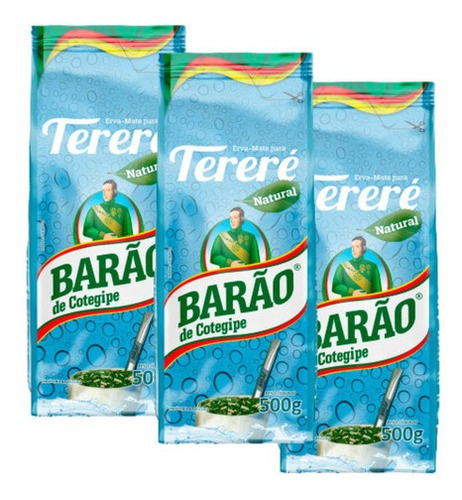 3 Erva Mate De Tereré Barão Sabor Natural 500g