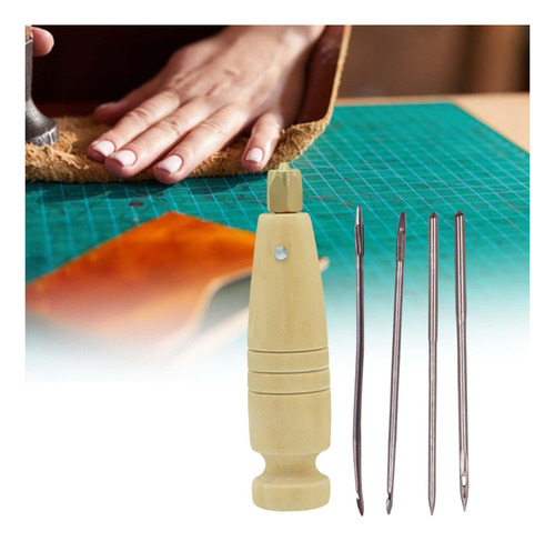 De Costura Artesanal De Cuero Con Mango De Madera Portátil