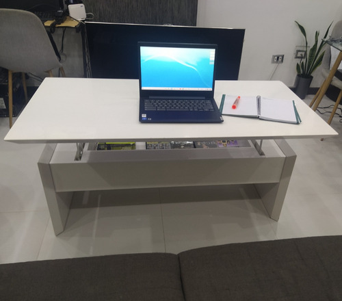 Mesa De Centro Plegable Multifuncional Moderna, Blanca Usada (Usado)