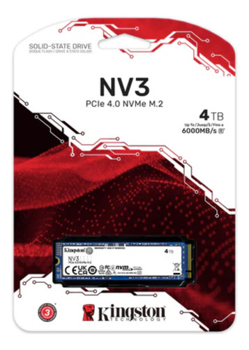 Ssd Kingston Nv3 M.2 Nvme De 4tb Interface: Pcie 4.0 X4