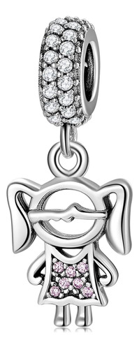 Aiegnos Little Girls Charm Para Pulsera De Plata De Ley 925 