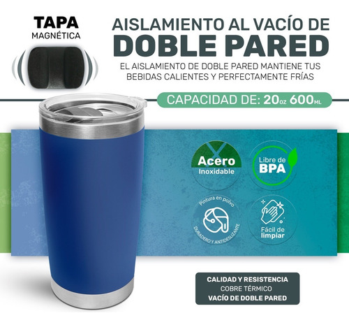 Termo Térmico Para Café De Acero Inoxidable Color Azul