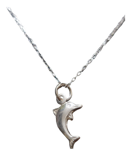 Cadena Collar Delfin Pequeño Mujer Plata Ley 925 + Caja Rega