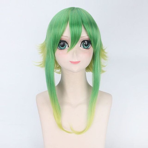 Peluca De Cosplay Vocaloid Megpoid Gumi De 40 Cm Verde Y Do