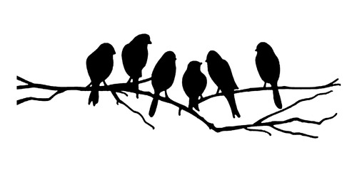 Adesivo - Pássaros Nos Galhos Natureza 30x10cm