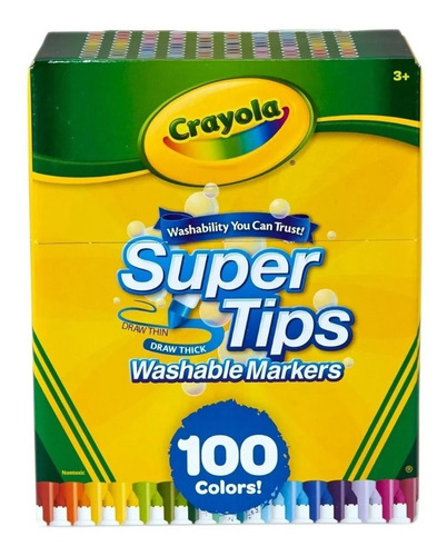 Super Tips 100 Piezas Crayola, Marcadores Plumones Lavables 