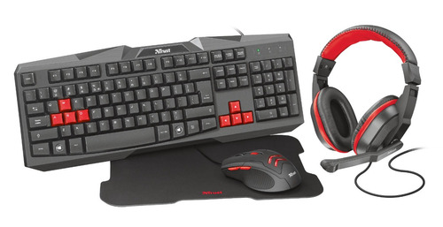 Combo Gamer Trust 4 En 1, Teclado, Mouse, Pad, Auricular Tcy