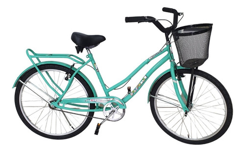 Bicicleta paseo femenina RAM Paseo R26 1v frenos v-brakes color verde agua con pie de apoyo  