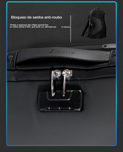 Mochila Urbana Biaowang Executiva Escolar Viagem Impermeável 4603 Cor Preto Com Cinza