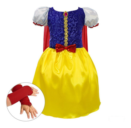 Fantasia Vestido Infantil Branca De Neve Festa Carnaval