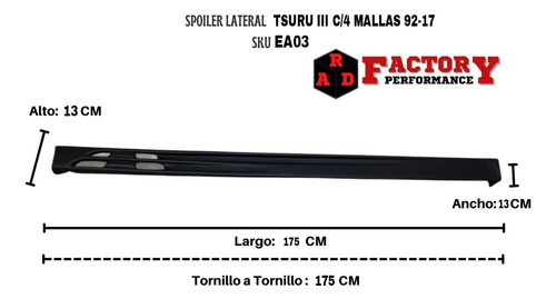 Spoiler, Estribo Lateral Para Tsuru Ill Con 4 Mallas 92-17.