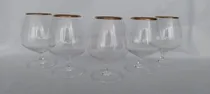 Comprar Juego 5 Copas Cognac Cristal Con  Borde Dorado