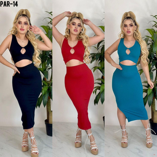 Conjunto Falda Larga 2pz Top Mujer Casual Moda Dama Blusa