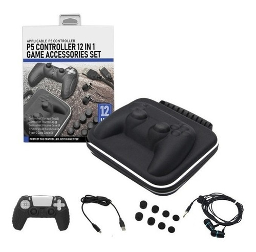 Kit Protetor Controle Compatível Ps5 Fone Cabo Estojo Botões