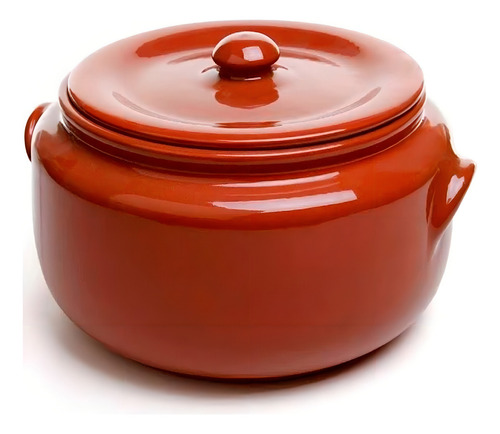 Mini Caçarola De Cerâmica Com Tampa 14cm Marrom 1,35 Litros