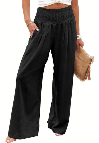 Pantalones Palazzo De Lino Para Mujer, Estilo Bohemio