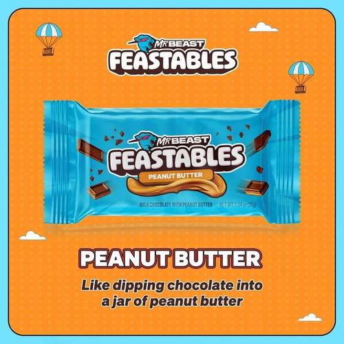 Feastables Chocolate Mr. Beast Peanut Butter, 5 Pack 1.24 Oz