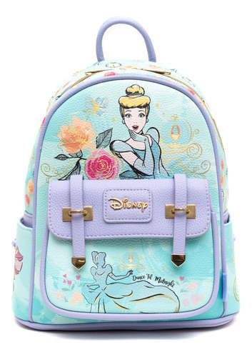 Mini Mochila Wondapop De Cuero Vegano De 11 Pulgadas Disney Color Multicolor. Diseño De La Tela Cenicienta 2