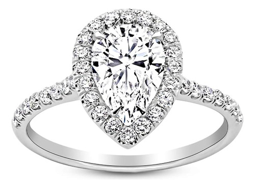 Carat 14k White Gold Pear Cut Diamond Engagement Ct Si1 Clar