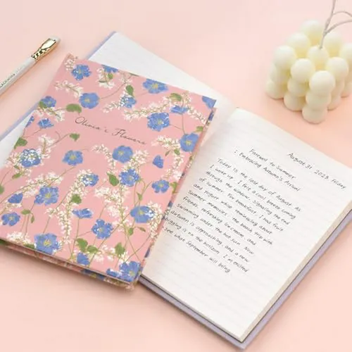 Cuaderno De Tapa Dura Con Líneas, Flores De Olivia, Rosa - 1