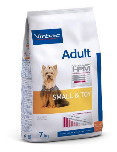 Imagen 1 de 3 de Alimento Virbac Veterinary HPM Adult Small and Toy para perro adulto de raza mini y pequeña en bolsa de 7kg