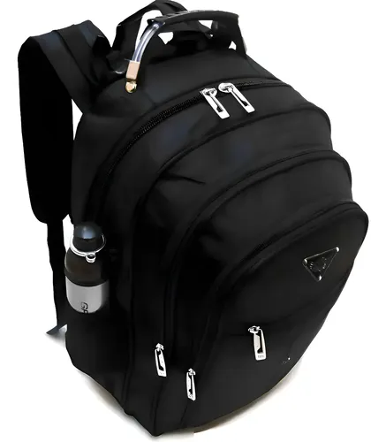 Mochila Masculina Impermeável Faculdade Alça De Aço Resisten Preto Liso