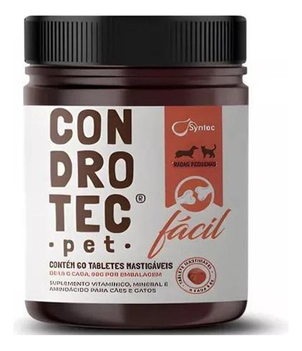 Condrotec Pet Fácil C/60 Tabletes Mastigáveis 90g 5kg Syntec