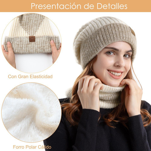 Gorro De Punto De Invierno Cálido Conjuntode Gorro Y Bufanda