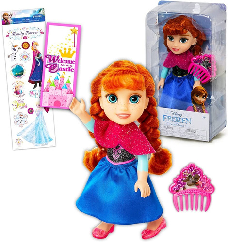 Muñeca Disney Frozen Anna Juego De 3 Juguetes /300 Pegatinas